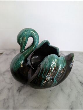 BMP Canada Blue Mountain Pottery Ceramic Swan Planter Vase, Vintage MCM Decor